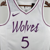 TIMBERWOLVES EDWARDS #5 White Top Quality Hot Pressing NBA Jersey