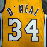 2000 LAKERS O‘NEAL #34 Yellow Retro Top Quality Hot Pressing NBA Jersey(V领)
