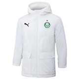 24-25 Palmeiras White Hooded Windbreaker Fabric Cotton Coat #G235