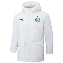 24-25 Palmeiras White Hooded Windbreaker Fabric Cotton Coat #G235