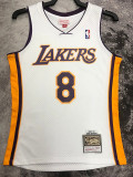 2003-04 LAKERS BRYANT #8 White Retro Top Quality Hot Pressing NBA Jersey(V领)
