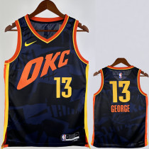 23-24 OKC Thunder GEORGE #13 Dark Blue City Edition Top Quality Hot Pressing NBA Jersey