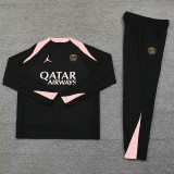 24-25 PSG Black Half Pull Tracksuit (半拉链)(粉色领)