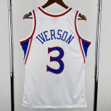 1996-97 76ERS IVERSON #3 White Retro Top Quality Hot Pressing NBA Jersey