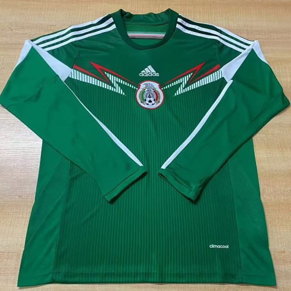 2014 Mexico Home Long Sleeve Retro Soccer Jersey (长袖)