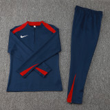 2024 NK Royal Blue Half Pull Tracksuit #05(半拉链)(红色领)