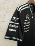 2025 F1 Mercedes Black T-Shirts Racing Suit(圆领)