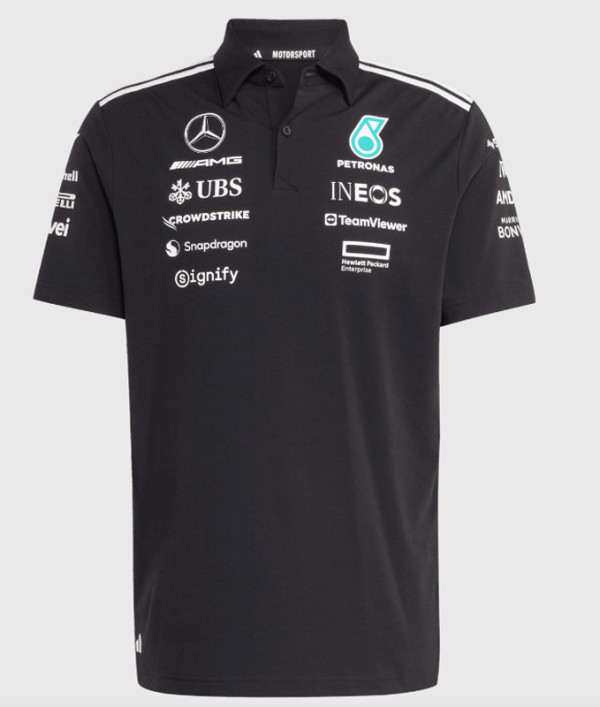 2025 F1 Mercedes Black Polo Racing Suit(有领)