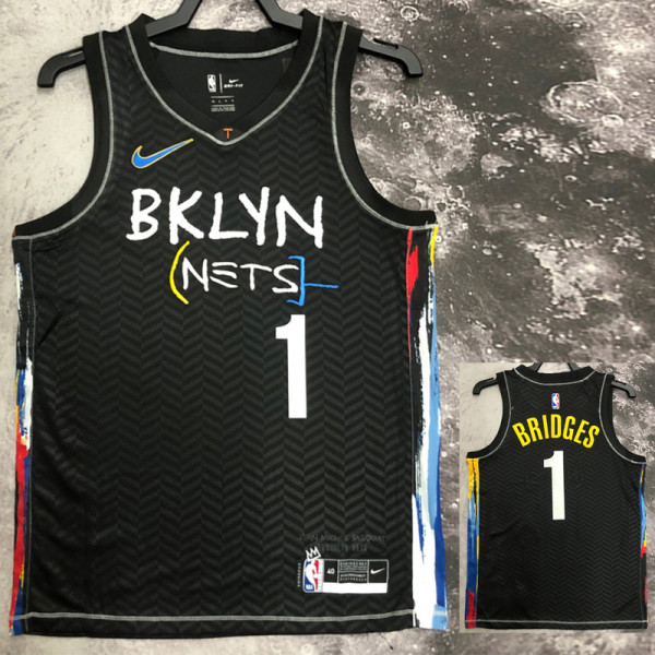 NETS BRIDGES #1 Black Top Quality Hot Pressing NBA Jersey (涂鸦)