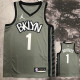 NETS BRIDGES #1 Grey Top Quality Hot Pressing NBA Jersey (Trapeze Edition)