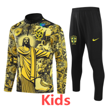 24-25 Brazil Yellow black Kids Half Pull Special Edition (童装)(半拉链)