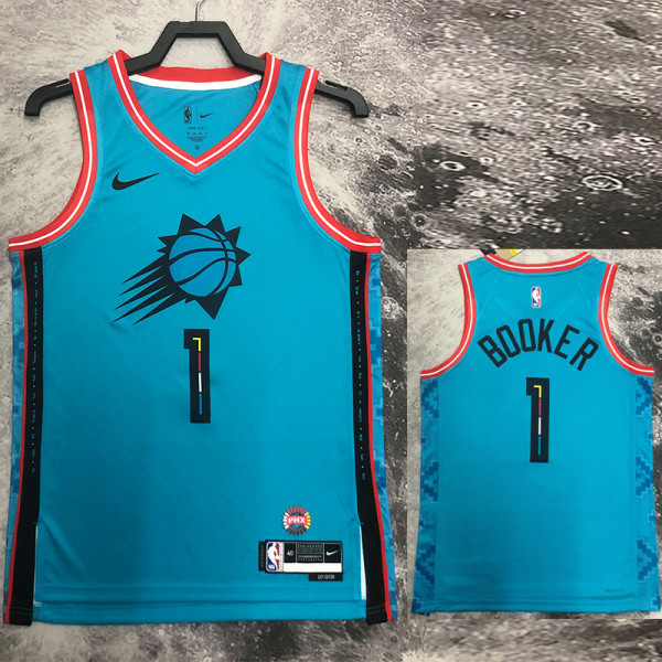 SUNS Booker #1 Blue Top Quality Hot Pressing NBA Jersey