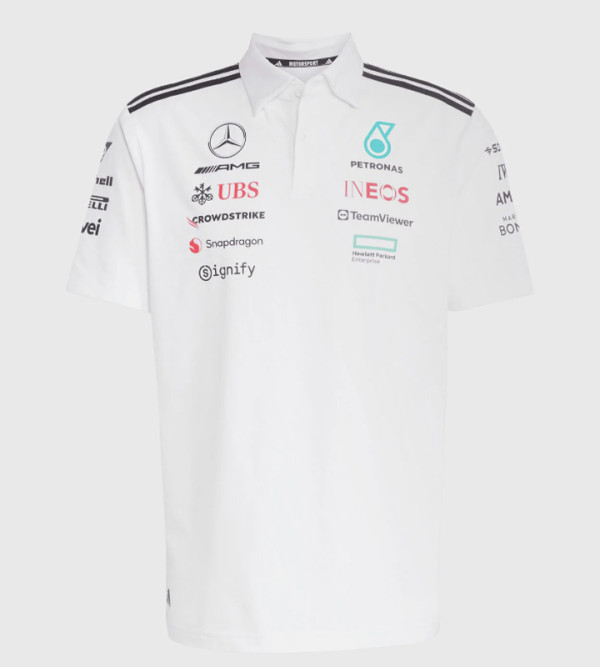 2025 F1 Mercedes White Polo Racing Suit(有领)