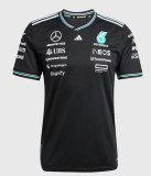 2025 F1 Mercedes Black T-Shirts Racing Suit(圆领)