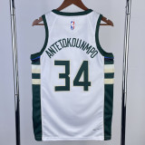 22-23 BUCKS ANTETOKOUNMPO #34 Home White Top Quality Hot Pressing NBA Jersey(V领)