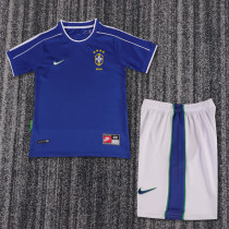 1998 Brazil Away Kids Retro Soccer Jersey