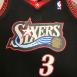 1998 76ERS IVERSON #3 Black Retro Top Quality Hot Pressing NBA Jersey