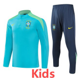 24-25 Brazil Green Kids Half Pull Tracksuit (童装)(半拉链)