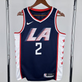 2018-19 Clippers LEONARD #2 Dark Blue City Edition Top Quality Hot Pressing NBA Jersey