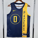 2017-2018 Indiana Pacers HALIBURTON #0 Blue City Edition Top Quality Hot Pressing NBA Jersey