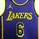 22-23 LAKERS JAMES #6 Purple Top Quality Hot Pressing NBA Jersey (Trapeze Edition)