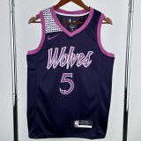 TIMBERWOLVES EDWARDS #5 Purple Black Top Quality Hot Pressing NBA Jersey