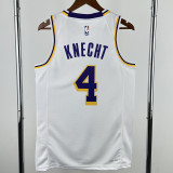 22-23 Lakers KNECHT #4 White Top Quality Hot Pressing NBA Jersey(圆领)
