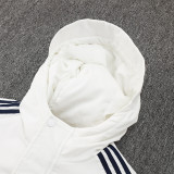 24-25 White Hooded Windbreaker Fabric Cotton Coat #G228光板