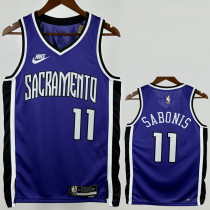 24-25 KINGS SABONIS #11 Purple Retro Top Quality Hot Pressing NBA Jersey(V领）