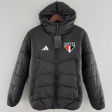 24-25 Sao Paulo Black Hooded Cotton Coat #棉衣