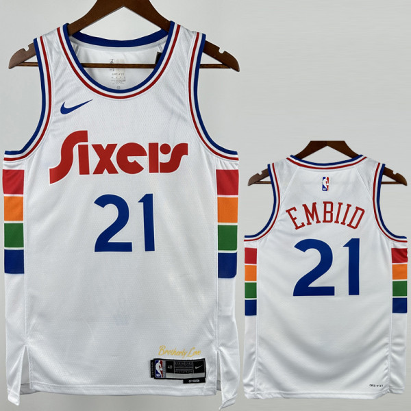 24-25 76ERS EMBIID #21 White City Edition Top Quality Hot Pressing NBA Jersey