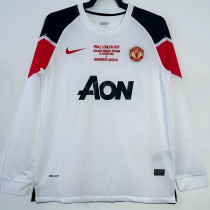 2010-2011 Man Utd Away White Long sleeve Retro soccer jersey (长袖) 欧冠版