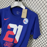 T192 76ERS EMBIID #21 Blue High Quality Casual T-Shirt