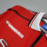 1998 Man Utd Home Long Sleeve Retro Soccer Jersey (长袖)