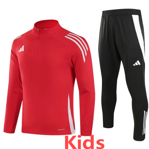 2024 AD Red Kids Half Pull Tracksuit (童装)(半拉链)