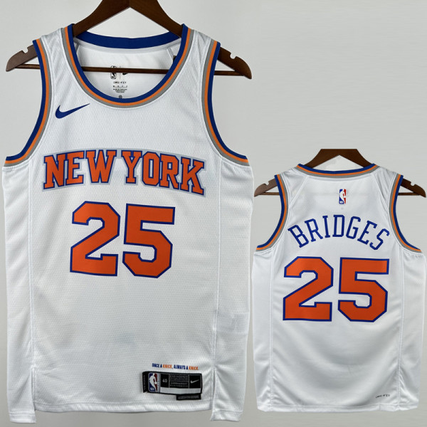 KNICKS BRIDGES #25 White Top Quality Hot Pressing NBA Jersey