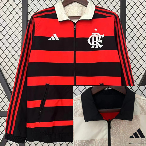 23-24 Flamengo Red & Beige Double Sided Windbreaker (双面风衣)