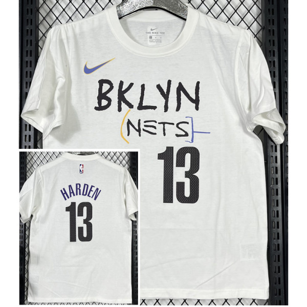 T251 Nets HARDEN #13 White High Quality Casual T-Shirt