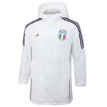 24-25 Italy White Hooded Windbreaker Fabric Cotton Coat #G222