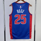 22-23 Pistons ROSE #25 Blue Top Quality Hot Pressing NBA Jersey(V领)