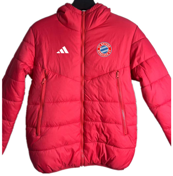 24-25 Bayern Red Hooded Cotton Coat #棉衣