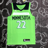 Timberwolves WIGGINS #22 Fluorescent Green Top Quality Hot Pressing NBA Jersey