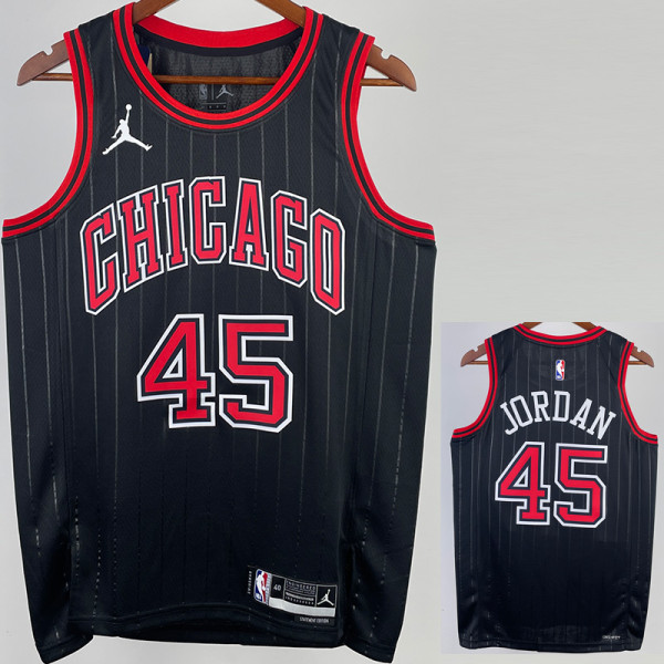 22-23 BULLS JORDAN #45 Black Top Quality Hot Pressing NBA Jersey (Trapeze Edition) 飞人版