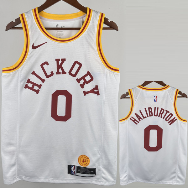 2019-20 Indiana Pacers HALIBURTON #0 White Retro Top Quality Hot Pressing NBA Jersey