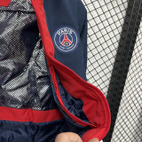 24-25 PSG Jordan Cotton Thickened warm Blue White Outdoor Jackets #P7加棉冲锋衣