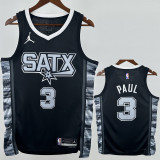 22-23 SA Spurs PAUL #3 Black Top Quality Hot Pressing NBA Jersey (Trapeze Edition) 飞人版