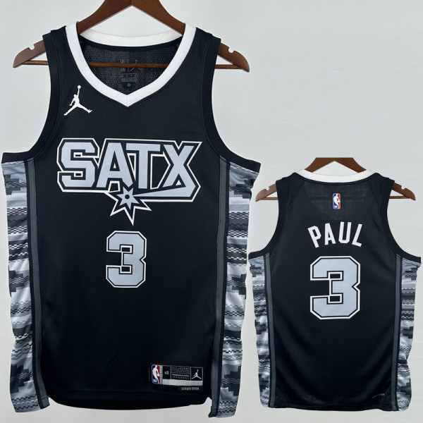 22-23 SA Spurs PAUL #3 Black Top Quality Hot Pressing NBA Jersey (Trapeze Edition) 飞人版