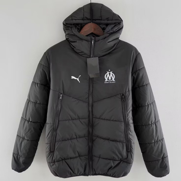 24-25 Marseille Black Hooded Cotton Coat #棉衣