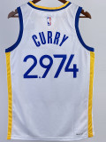 22-23 WARRIORS CURRY #2.974 White Top Quality Hot Pressing NBA Jersey (V领)