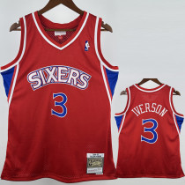 1996-97 76ERS IVERSON #3 Red Retro Top Quality Hot Pressing NBA Jersey